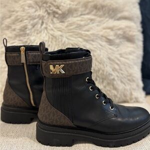 Michael Kors Black and Brown Combat Boots